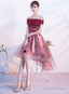 Pink High Low Tulle Prom Dresses With Flowers Pink Homecoming Dress