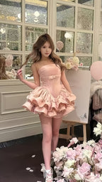 Pink Homecoming Dress Mini Prom Dresses Birthday Prom Graduation Dress