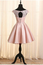 Pink Homecoming Dress Satin And Lace Lovely Dresses With Belt Cute Prom Dress