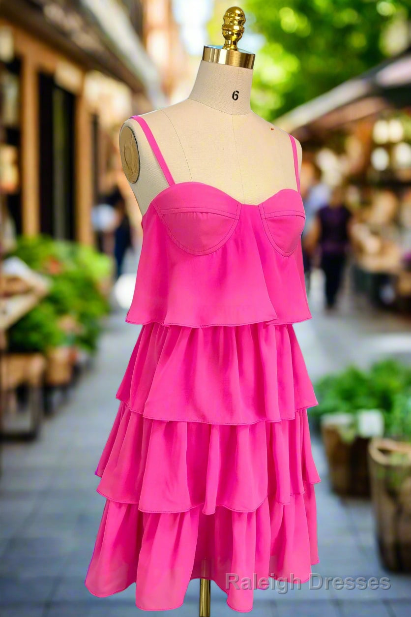 Pink Homecoming Dresses Sweetheart A Line Spaghetti Straps Mini Cocktail Prom Dresses for Teens