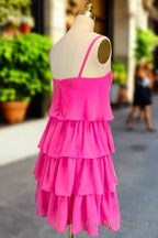 Pink Homecoming Dresses Sweetheart A Line Spaghetti Straps Mini Cocktail Prom Dresses for Teens