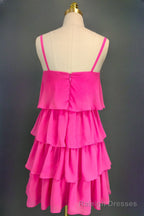 Pink Homecoming Dresses Sweetheart A Line Spaghetti Straps Mini Cocktail Prom Dresses for Teens