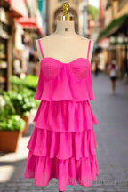 Pink Homecoming Dresses Sweetheart A Line Spaghetti Straps Mini Cocktail Prom Dresses for Teens