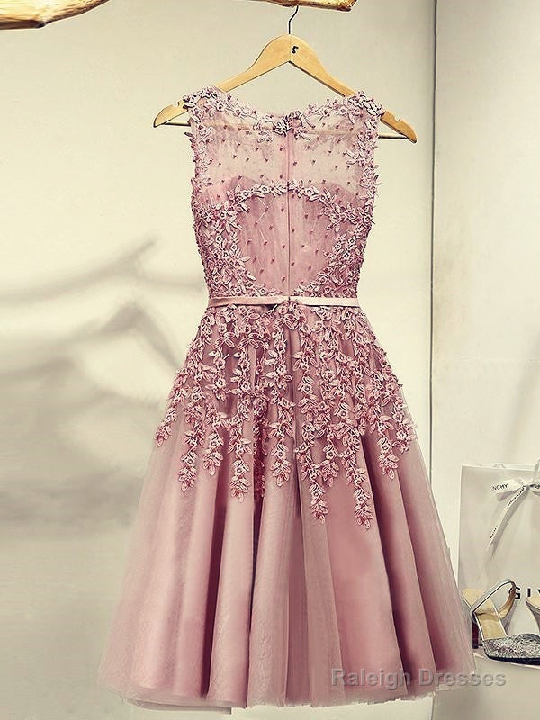 Pink Knee Length Prom Dress, Cute Homecoming Dresses , Tulle Party Dresses Secondary image