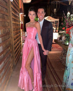 Pink Leg Split Prom Dress,Women Sexy Elegant Prom Dresses