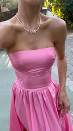 Pink Leg Split Prom Dresses Women Prom Dress