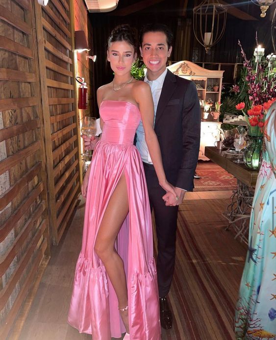 Pink Leg Split Prom Dresses Women Prom Dress Main image