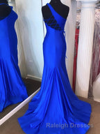 Pink Mermaid One Shoulder Long Prom Dresses