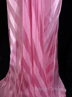 Pink Mermaid Spaghetti Straps Satin Beaded Prom Dresses Long Beautiful Bridal Dresses