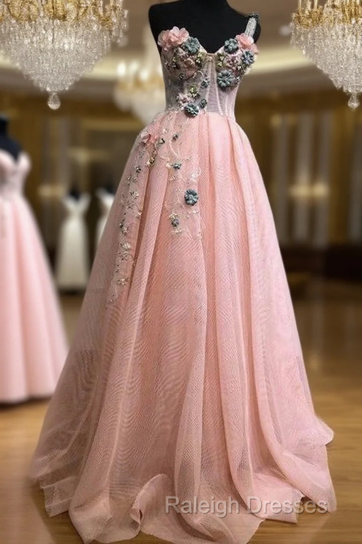 Pink Muslim Evening Dresses A-Line One-Shoulder Tulle Pearls Long Islamic Dubai Saudi Arabic Long Formal Evening Gown Main image