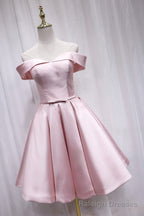 Pink Off Shoulder Bridesmaid Dress, Lovely Prom Dress