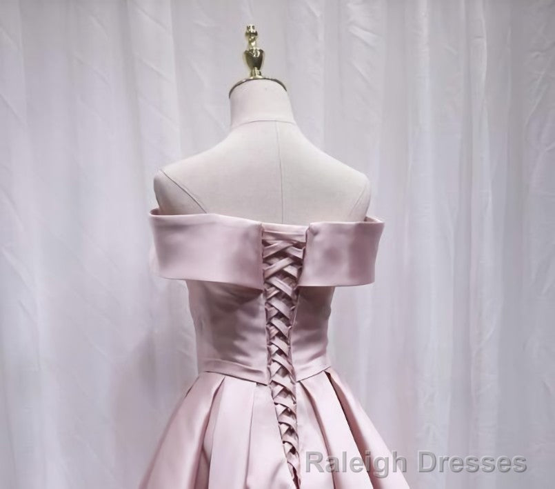 Pink Off Shoulder Bridesmaid Dress, Lovely Prom Dress