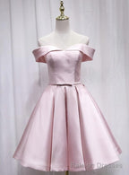 Pink Off Shoulder Bridesmaid Dress, Lovely Prom Dress
