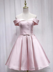 Pink Off Shoulder Bridesmaid Dress, Lovely Party Dress