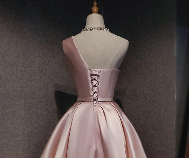 Pink Off Shoulder Homecoming Dresses Pink Prom Dresses Cute Satin Dresses