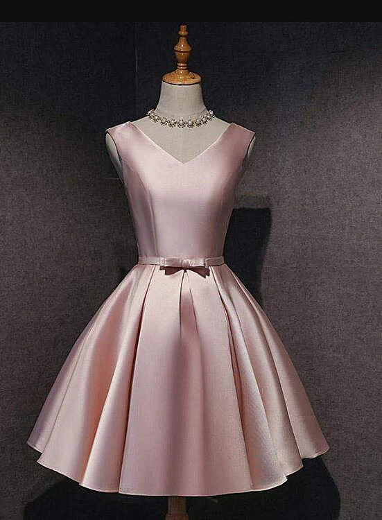 Pink Off Shoulder Homecoming Dresses Pink Prom Dresses Cute Satin Dresses