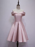 Pink Off Shoulder Knee Length Homecoming Dress Pink Short Prom Dresses Short Prom Dress