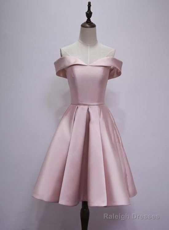 Pink Off Shoulder Knee Length Homecoming Dress Pink Short Prom Dresses Short Prom Dress