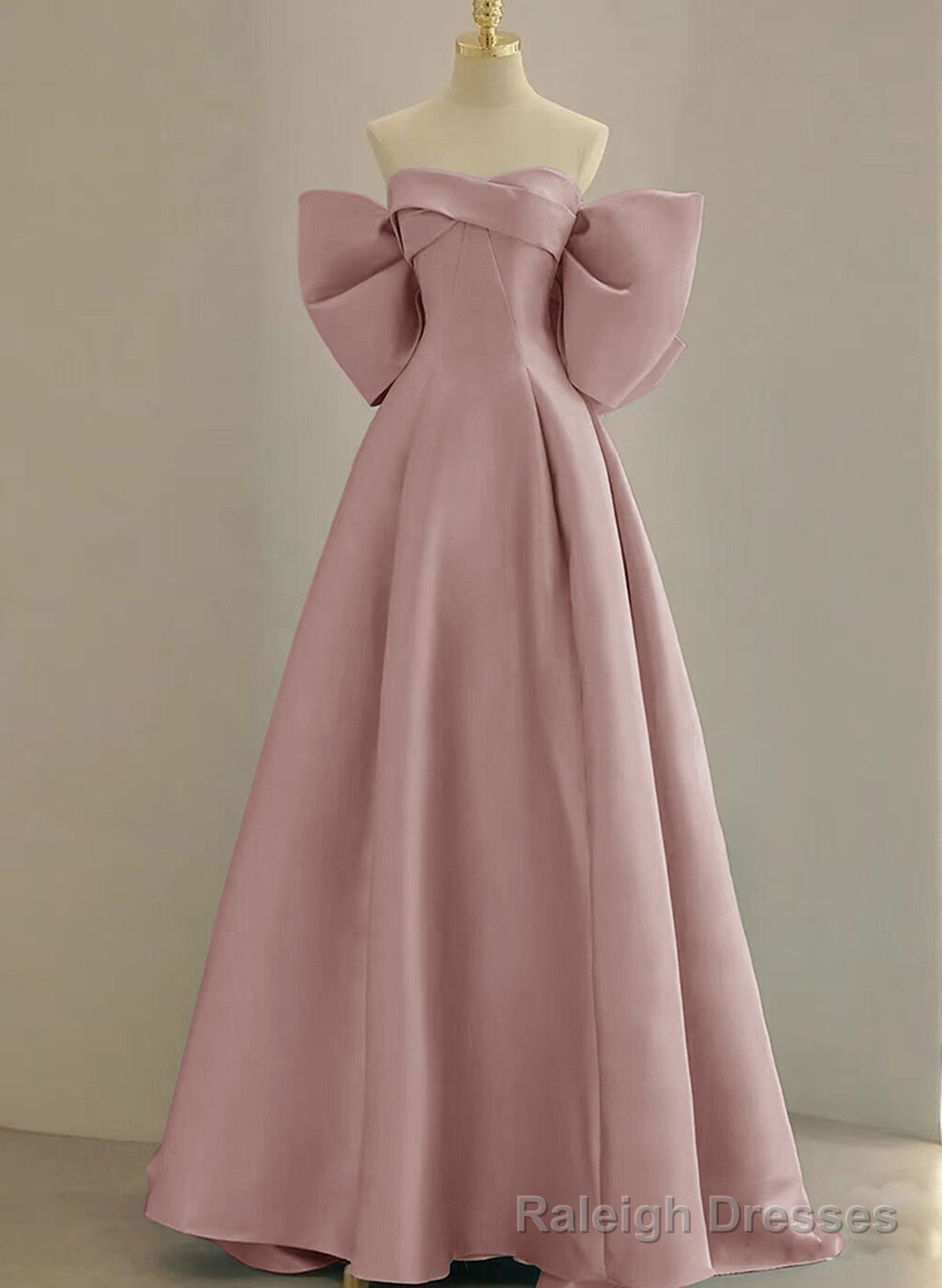 Pink Off Shoulder Satin Long Simple Party Dress, Pink Satin Evening Dress