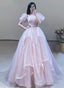 Pink Off Shoulder Tulle Beaded Sweetheart Party Dress, Pink Tulle Evening Dress Prom Dress