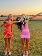 Pink Off The Shoulder Tulle Homecoming Dress Short Cocktail Dresses