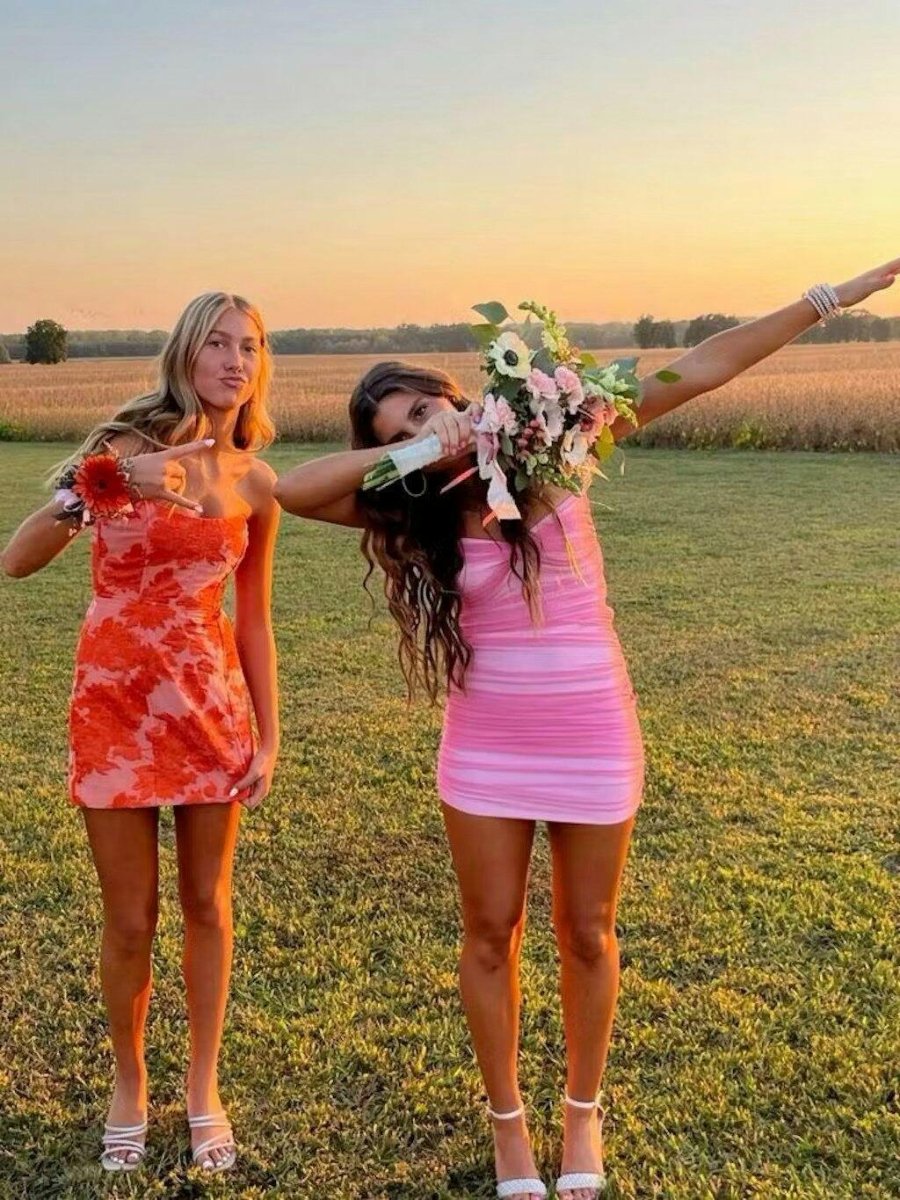 Pink Off The Shoulder Tulle Homecoming Dress Short Cocktail Dresses