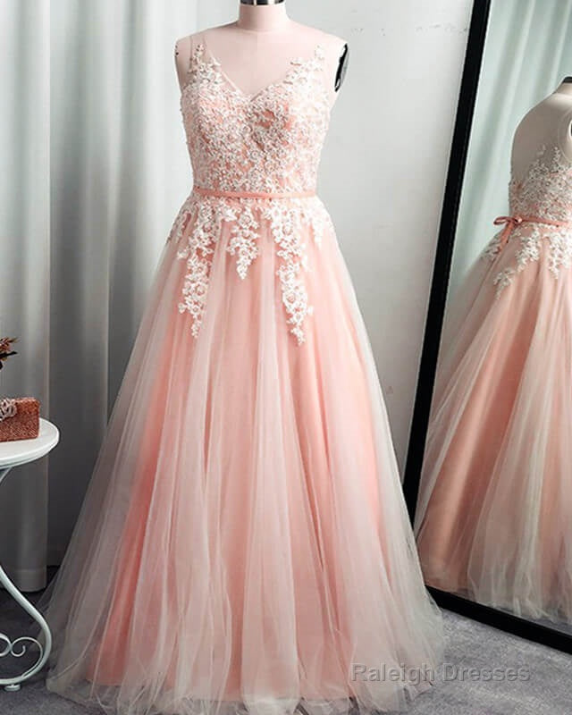 Pink Plus Size Prom Dresses Tulle Appliques Secondary image