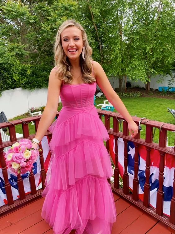 Pink Prom Dress Evening Gown Long Prom Dresses Main image