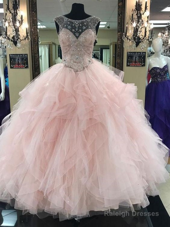 Pink Prom Dresses Pink Beading Prom Dresses Long Ball Gown Cap Sleeve Wedding Dresses Prom Dresses Main image