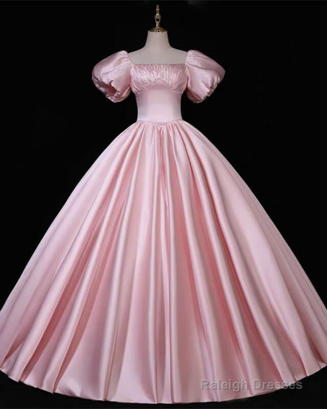 Pink Puffy Sleeve Ball Gown Dress Main image