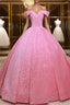 Pink Quinceanera Dresses Sequin Off The Shoulder Ball Gown Dresses