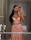 Pink Retro Elegant Sweetheart Neckline A-Line Spaghetti Strap Satin Long Prom Dresses Birthday Prom Dresses Bridesmaid Dresses