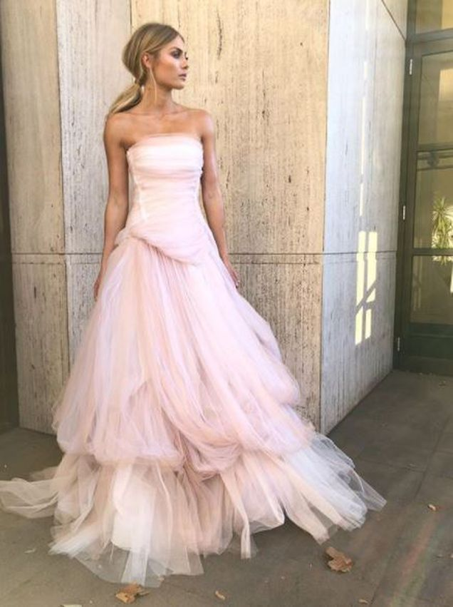 Light Pink Tulle Long Prom Dresses Pink Tulle Prom Dresses