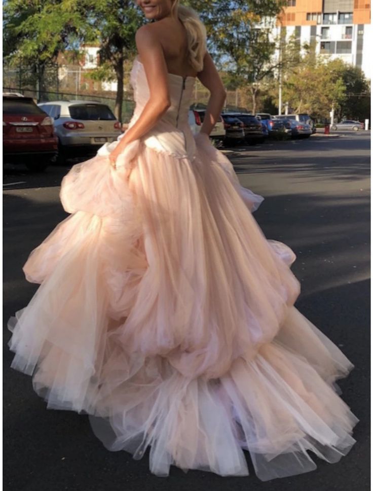 Light Pink Tulle Long Prom Dresses Pink Tulle Prom Dresses