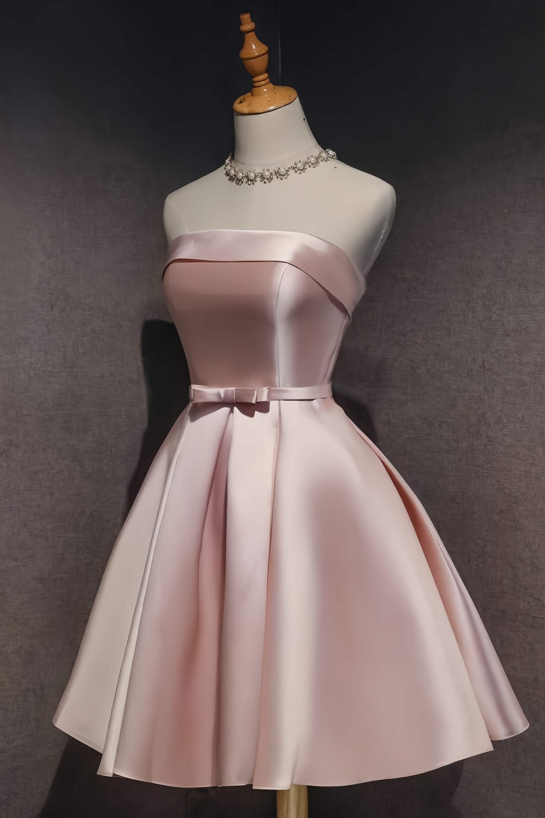 Pink Off The Shoulder Satin Homecoming Dress Main image