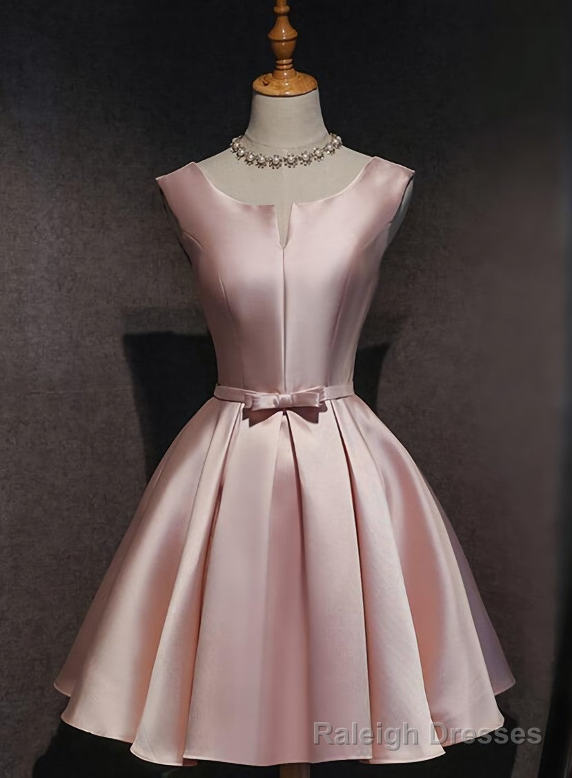 Pink Satin Short Prom Dress , Lovely Satin Homecoming Dress Secondary image