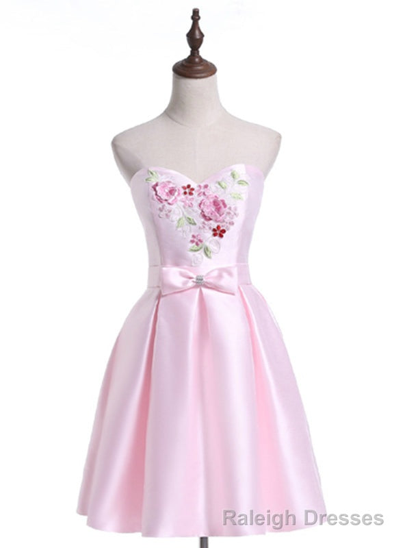 Pink Satin Sweetheart Homecoming Dress Main image