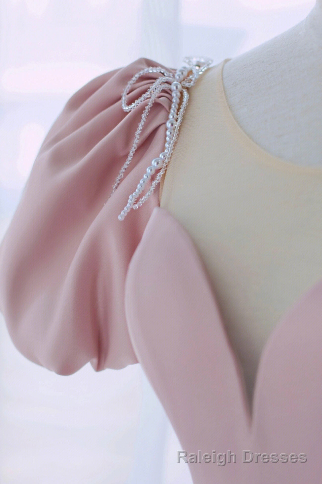 Pink Scoop Neckline Satin Prom Dress, Pink Floor Length Prom Dress