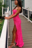 Pink Sequin Prom Dresses Long Strapless Mermaid Prom Gowns