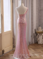 Pink Sequins Mermaid Sweetheart Long Prom Dresses Pink Sequins Prom Dresses