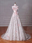 Pink Sequins Strapless 3D Flower Prom Dress