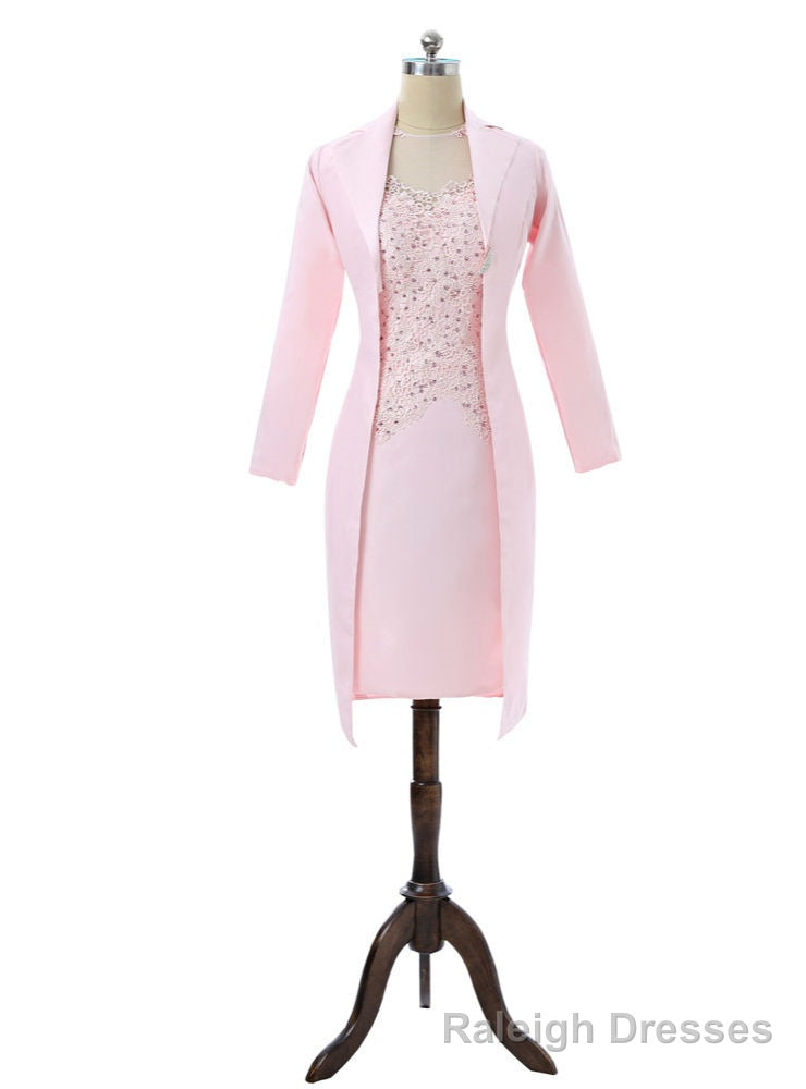 Pink Sheath Knee Length Mother Of The Bride Dresses With Jacket Main image