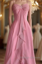 Pink Sheath Long Prom Dresses Sweet Formal Party Dress