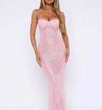 Pink Shiny Fashion Elegant Long Mermaid Slim Sequin Ball Gowns Prom Dresses Prom Dresses