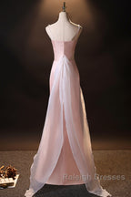 Pink Simple Mermaid Straps Long Evening Dress, Pink Formal Dress Prom Dress