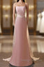 Pink Simple Mermaid Straps Long Prom Dresses Pink Prom Dresseses