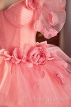 Pink Spaghetti Strap Tulle Long Prom Dress, Beautiful A-Line Formal Sweet 16 Dress