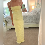 Pink Spaghetti Straps Pleated Long Prom Dresses Wedding Guest Dresses