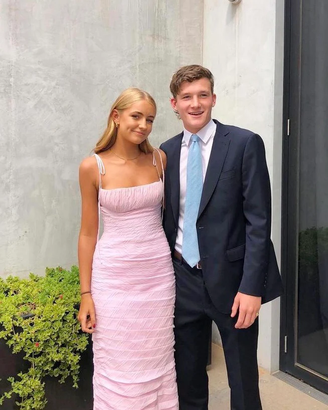 Pink Spaghetti Straps Pleated Long Prom Dresses Wedding Guest Dresses