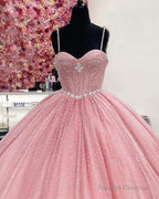 Pink Sparkly Ball Gown Corset Dress